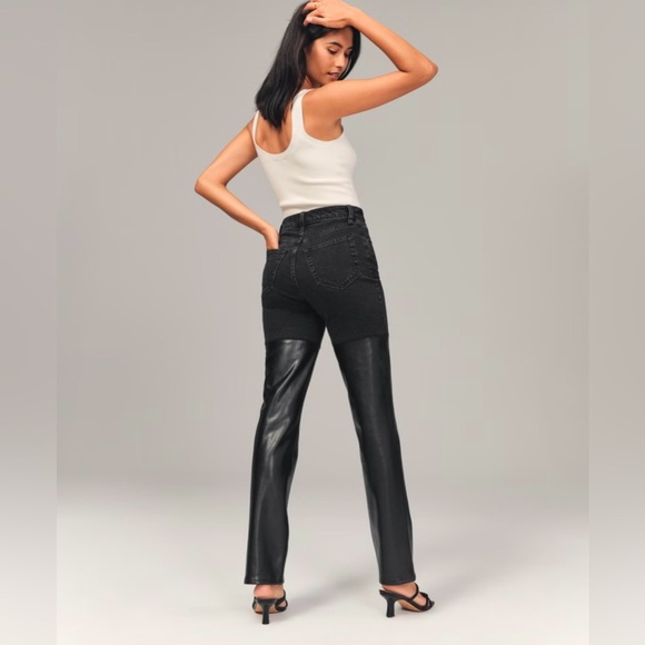 Abercrombie & Fitch Mixed Fabric Ultra High Rise 90s Straight Jean Size 28 / 6 - Picture 10 of 11